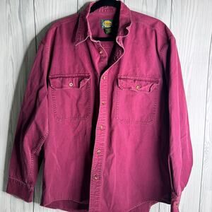 Vtg Cabela’s Outdoor Gear Heavy Cotton Shirt Burgundy Red Long Sleeve L Macau